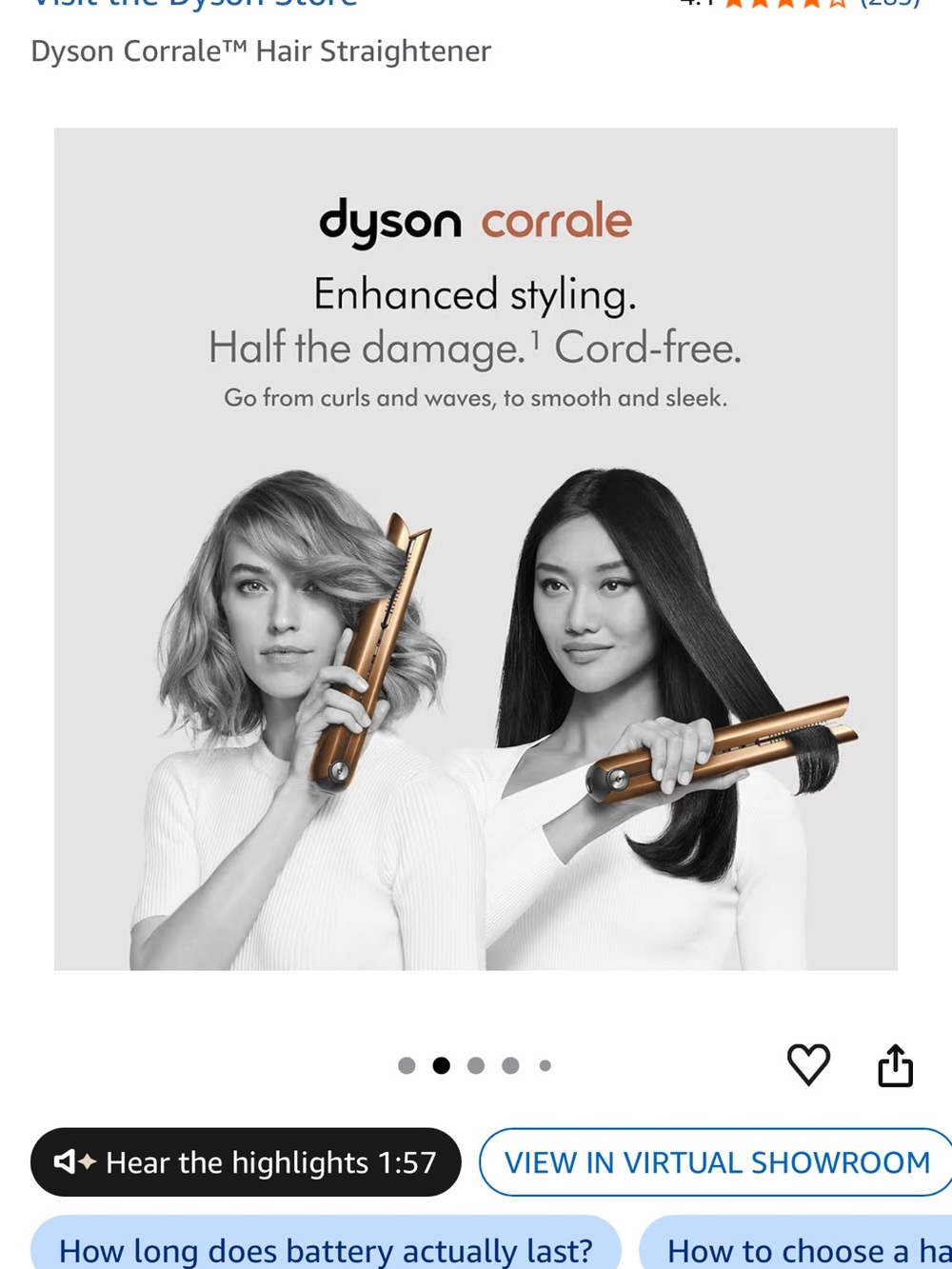 Dyson hair straightener in black and pink